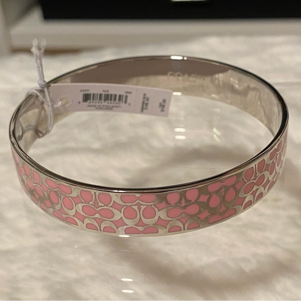 Coach Pink & Silver Bangle Bracelet